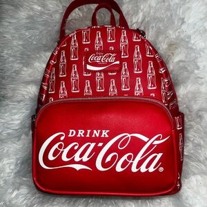 Coca-Cola Red and White Mini Backpack with Bottle Pattern